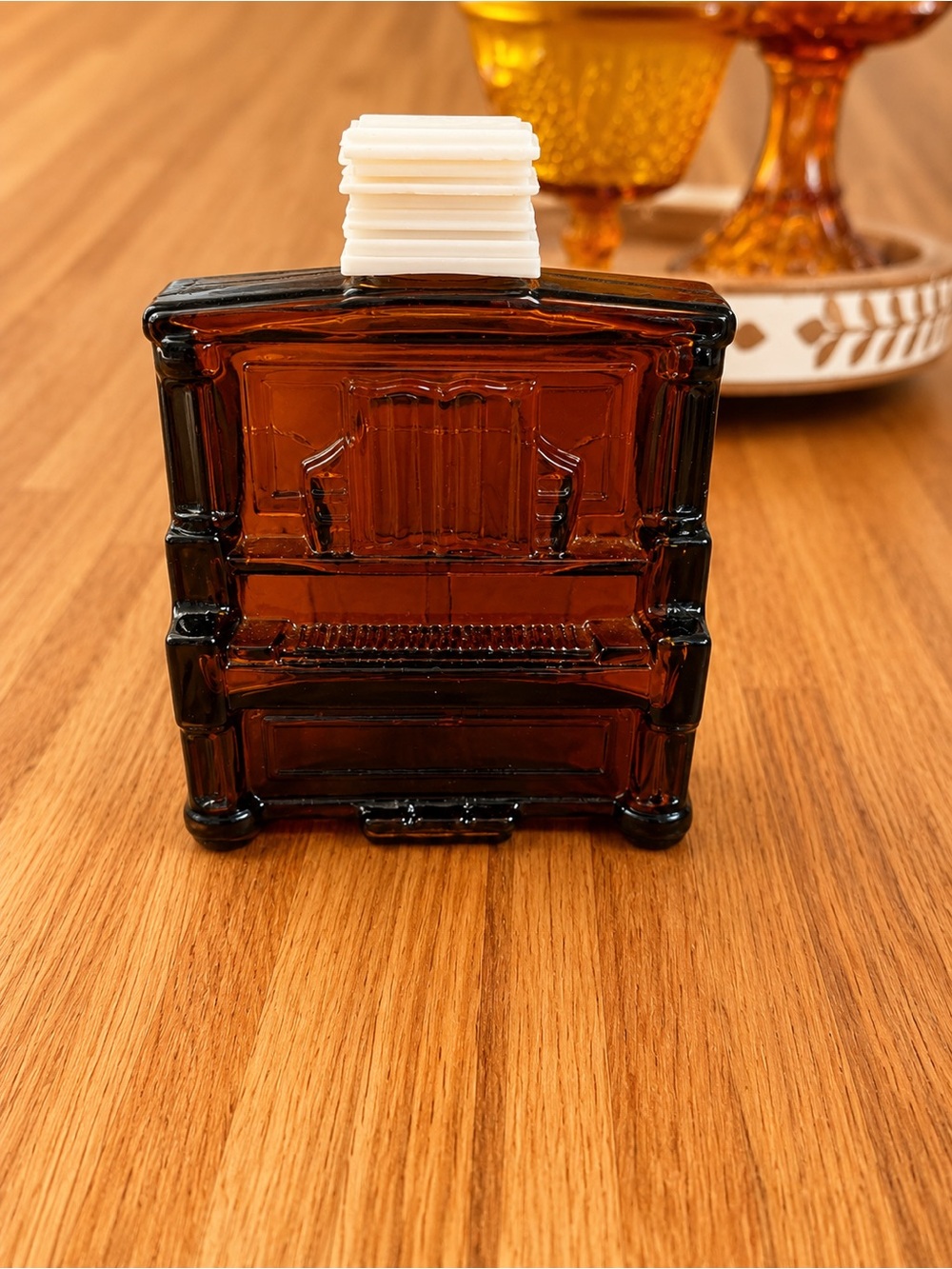 Vintage Avon Amber Glass Piano-Shaped Perfume Bottle- Empty